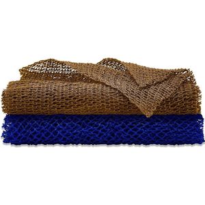 2 Stuks Afrikaans Mesh Afrikaans Lichaam Exfoliërend Net Afrikaans Mesh Spons Bad Exfoliërende Douche Body Washer Rugwasmachine Huid Gladder voor Dagelijks Gebruik (Blauw, Bruin)