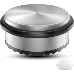 deurstopper roestvrij staal [1 stuk] + 1 extra wand deurstopper - Premium deurstopper zonder boren 1,1 kg - Zware deurstopper voor op de vloer - 10x4,5 cm deurstopper