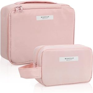 2 stuks cosmetische tas voor vrouwen en meisjes, roze, roze
