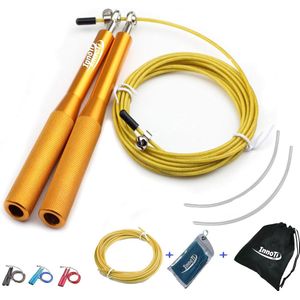 Springtouw voor volwassenen - Met of zonder ballast - Speedrope springen voor Crossfit en boksen - Antislip lichtgewicht aluminium handvatten voor dubbele unders - Verstelbaar - Extra touw.