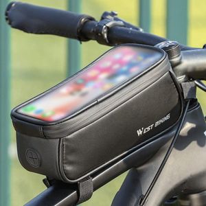 Fietsframe tas, Waterdichte fietsstuur tas, 1 L fietsframe, Fiets tas voor mountainbikes, racefietsen, e-bikes, Compatibel met smartphones tot 7 inch (Zwart)