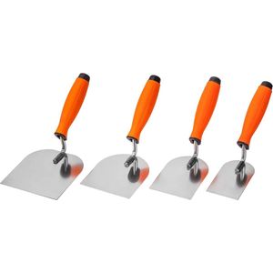 Plakspaan Set 4 Stuks - 60 mm 80 mm 100 mm 120 mm - Roestvrij Stalen Meurer's Spanen - Roestbestendige Pleisterspatel met Zachte Grip - Pleisterspaan Set voor Metselwerk - Gemaakt in de EU