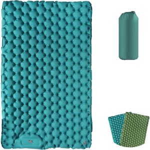 Camping Slaapmat 2 Personen Zelfopblazend Luchtmatras Outdoor Campingmat Slaapmat Opvouwbaar Ultralicht Luchtbed Opblaasbaar Bed Campingmat met Voetpomp voor Tent Wandelen Meer Blauw