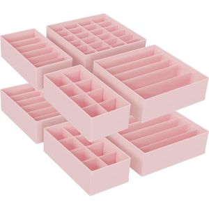 Ondergoedorganizer, set van 8, lade-organizer, opvouwbaar, kledingkast opbergdoos, kast, stoffen opbergdozen, voor bh's, sokken, stropdassen, roze.