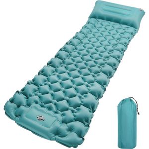 Camping Slaapmat Zelfopblazend met Voetpomp, Extra Dik Opblaasbaar Slaapmatje, Ultralichte Compacte Waterdichte Luchtmatras voor Reizen, Backpacken, Wandelen, Tent (Blauw)