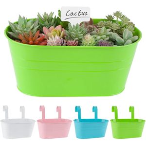 4 Stuks Hangende Potten Set Vintage Plantenpot Bloempot Bloembak met Haken Balkon Bloempot Hangend voor Decoratie Balkon Buiten Binnenmuur Tuinmuur (D)