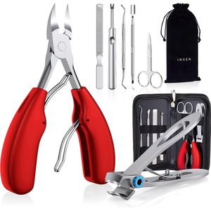 Translateer de volgende tekst naar het Nederlands: Professionele Manicure Nagelknipperset, Scherpe Nagelknippers voor Dikke Ingegroeide Teennagels, Roestvrijstalen Pedicure Voetverzorging Nagelknippers, 7-delige Manicureset met Nagelschaar, Nagelriem