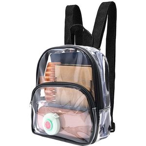 Transparante tas, transparante tas voor vrouwen en mannen, transparante rugzak, doorzichtige schooltas voor boeken, reis make-up tas, organizer 23 x 19,5 x 7 cm, zwart.