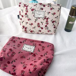 Reismake-uptas, toilettas, koord, make-up organisator, draagbare rozenmake-uptas, kleine toilettas, toilettasorganisator, draagbare reismake-up, opbergorganisator voor vrouwen en meisjes, stijl B, cosmetisch