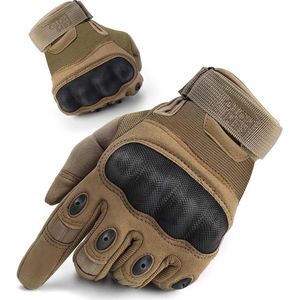 Tactische militaire lange vingerhandschoenen met koolstofvezel knokkelbeschermer en 3-vinger touchscreen, ademend, voor bushcraft, motorfiets, jacht en veiligheid