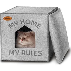 Kattenmand, voor Kallax-rek, van milieuvriendelijk vilt, met kussen, anti-slip bodem, ideaal om te slapen, verstoppen en rusten (lichtgrijs)