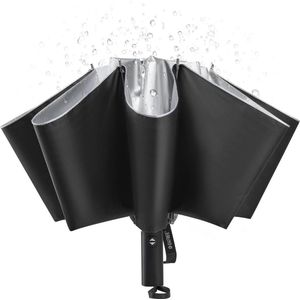 Paraplu stormbestendig klein met UPF 50+ UV-bescherming & automatisch open-dicht & stormbestendig & compact & 10-ribs zakparaplu voor regen en zon