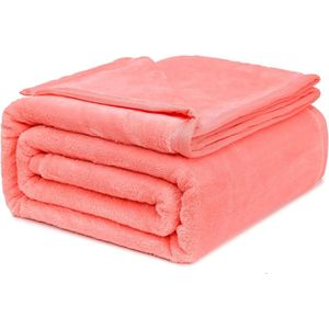 Fleece deken, eenpersoons, 380 g/m², superzachte banksprei, grote plaid voor bank, flanellen pluizige deken voor bed en bank, reizen, roze, 130 x 160 cm