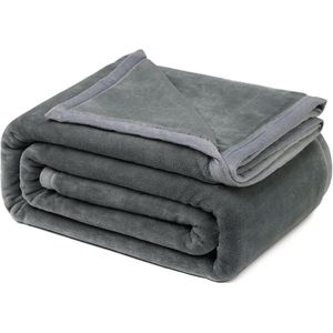 Fleece deken, eenpersoons, 380 g/m², superzachte banksprei, grote plaid voor bank, flanellen pluizige deken voor bed en bank, reizen, middengrijs, 130 x 160 cm