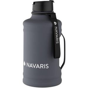 2,2 liter fitness drinkfles - met handgreep - XXL fles Gym Bottle - Sport waterfles Water Jug - stabiele sportfles van roestvrij staal