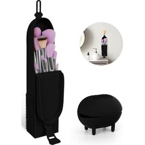Draagbare reis-make-up-kwastentas, reis-essentials-make-up-kwastenset, siliconen reis-make-up-kwastenset, siliconen make-up-kwastenset, IJzerhoudend