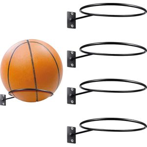 4 stuks metalen balhouders zwart wandhouder bal opslag bal houder wandhouder balrek muur balhouder met schroeven voor basketbal voetbal volleybal