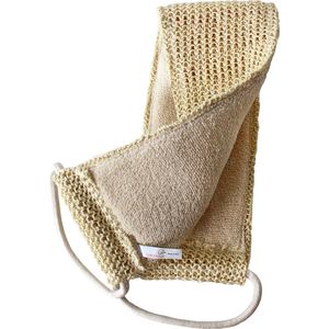 Massage Belt 2-Sided - Back Scrubber for Body Scrub, Back Massage and Dry Massage - Organic Sisal and Cotton