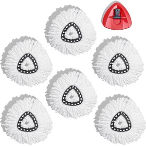 Pack of 6 Microfibre Mop Replacement Head with Refill Head, Compatible with Vileda, O-Cedar Spin Mop for All Floor Types, 360 Degree Rotary Mop Heads, Microfibre Mop Heads, Washing Machine