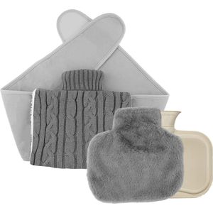 Draagbare warmwaterkruikriem, warmwaterkruik met zachte overtrek en tailleovertrek, afneembare taille, warmwaterzak voor rug, buik, handen en nek (1 liter)