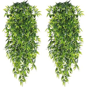 S&Dshopline® 4 stuks hangplanten, kunstbamboe, bladeren, 80 cm, kunstplanten, hangende kunstplanten, plastic planten voor muur, balkon, tuin, bruiloft, binnen en buiten, decoratie