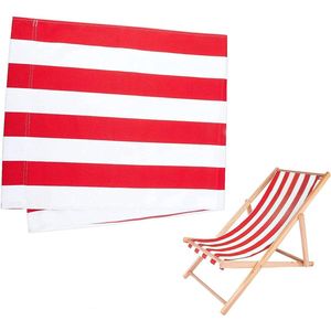 Stoelvervangingsstof, 14 x 17 inch, loungestoeldoek, lange strandstoel, klapstoel, rood en wit, gestreept Oxford canvas stoelaccessoire voor zonnebed, zwembad, zonnetuin