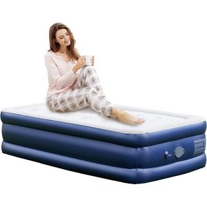 Air Bed for 1 Person, Self-Inflating Air Mattress for 1 Person, Air Bed with Built-in Electric Pump, Single Air Mattress with Portable Battery Air Pump for Camping, 190 x 99 x 43 cm
