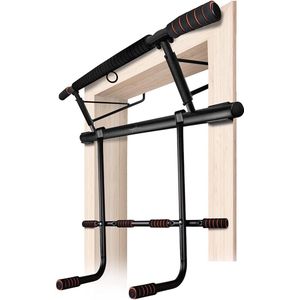 Het origineel – optrekstang deurkozijn met dip station – belastbaar tot 200 kg – veilige pull up bar – 20 cm hoger in het frame – dips&push ups