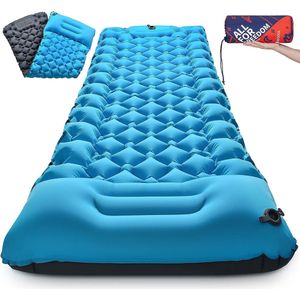 Zelfopblazend campingmat, 8-10 cm, verdikt, ultralicht, luchtmatras, opblaasbaar, dik, opvouwbaar, met kussen, hemelsblauw, marineblauw