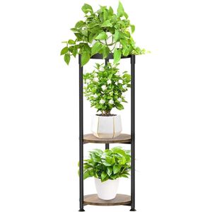 Bloemenstandaard, plantenrek, 3 niveaus, plantenrek, 88 cm, metalen bloemenrek, moderne bloementrap, plantentrap, plant, standaard voor woonkamer, balkon, terras, tuin (3 etages rechtop)