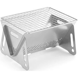Draagbare Houtskoolgrill voor Kamperen - Roestvrij Staal Tafelgrill en Kooktoestel voor Outdoor en Picknick