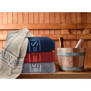 Sauna Towel with Border 80 x 200 cm 100% Cotton Stone