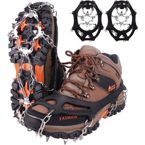 Stijgijzers, ijsspikes, schoenklauwen met 19 roestvrijstalen tanden/spikes, voor klimmen/alpinisme/trekking/grote hoogten/winter/buiten