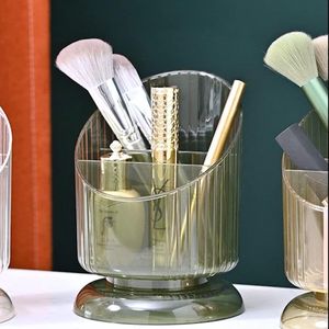 Irregular Cylinder Makeup Organiser, Acrylic Cosmetic Storage Organiser, Makeup Brush Holder, Desk Organiser, Cosmetic Display Cases for Bathroom, Green