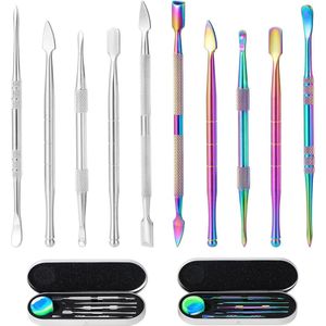 Pack of 12 Clay Wax Carving Tool, Dabbing Tool, Double-Ended Stainless Steel Sculpture Tool, DIY Tool for Sculpture, Modeling, Scraping Shapes, Pottery Work (Rainbow + Silver)