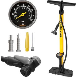 Fietspomp voor alle ventielen, luchtpomp voor fietspomp met grote manometer tot 11 bar, 160 psi, fietsluchtpomp, Frans ventiel, SV AV DV racefiets, e-bike, mountainbike accessoires