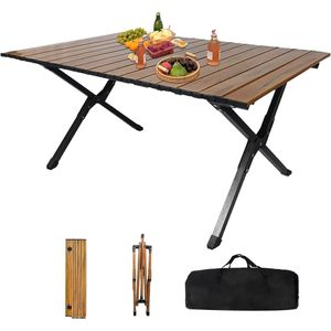 Camping Tables Folding Trestle Table, Lightweight Aluminium Camping Table, Roll Up Portable Picnic Table with Carry Bag for 4-6 People for Garden Outdoor BBQ