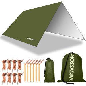 Tarp 3 x 3 Waterproof Tent Tarpaulin Waterproof with Eyelets PU 3000 mm, UV 50+ Camping Tarp Ultralight for Hammock, Multifunctional Tent Tarp for Outdoor Camping