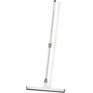 Watertrekker, waterschuiver met extra duurzame 45 cm siliconen lip, handvat van roestvrij staal, telescoopsteel 135 cm, perfect voor hout, glas, tegels, douche en haar, dierenharen, stof, sneeuw