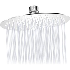 Douchekop Regendouche, 20 cm Regendouchekop van 304 roestvrij staal Ronde douchekop Regendouche met Anti-Verstoppings Silicagel.