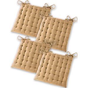 Set van 4 Zitkussens 40 x 40 x 5 cm voor gebruik binnen en buiten 100% Katoen Dikke Vulling Gewatteerd Kussen / Vloerkussen met Öko-Tex Keurmerk