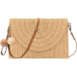 Strozak dames strozak met één schouder raffia tassen ronde strandtas dames crossbody strandtas stro zomerschoudertassen geweven schoudertas voor strandreizen winkelen