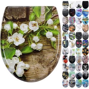 Toilet seat with soft-close mechanism, toilet cap made of duroplast, toilet seat with quick-release function, toilet seat attachment from above (UF0113)