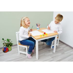 Fenna Kinderstoel, Massief Hout, Zithoogte 29 cm, voor Kinderen van 2-7 Jaar, Wit en Transparante Lak