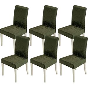 Stoelhoezen, set van 6, elastische stoelhoezen, schommelstoelhoezen voor stoelen, groen, fluwelen stoelhoezen voor bureaustoelhoezen, keuken, woonkamer, banket, familie, bruiloft, feeststoel.