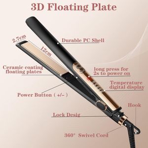 2-in-1 stijltang en krultang digitaal lcd-display - Temperatuur instelbaar 140 °C - 220 °C - Keramische platen - Geschikt voor beginners en kapsalonwerkers