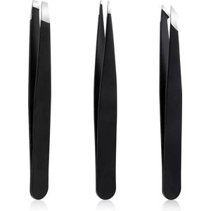Pincet Set, 3Pcs Professionele Rvs Pincet Voor Wenkbrauwen Vrouwen Mannen Precisie Wenkbrauw Remover Voor Ingegroeide Haar Gezichtshaar Baard Mee-eter