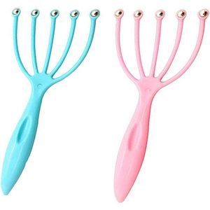 2 Stuks Hoofd Massager Hoofdmassage Spin Krabber Hoofd Massager Hoofdhuid Hoofdhuid Kras Massage,Om Het Hoofd te Ontspannen en Stress te Verlichten (Roze + Blauw)