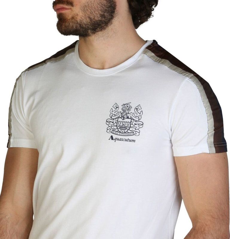 Aquascutum - QMT017M0-01 - T-shirt - Wit - Heren