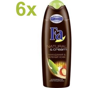 Fa - Natural & Cream - Macadamia & Green Coffee - Douchecrème - 6x 250 ml - Voordeelverpakking